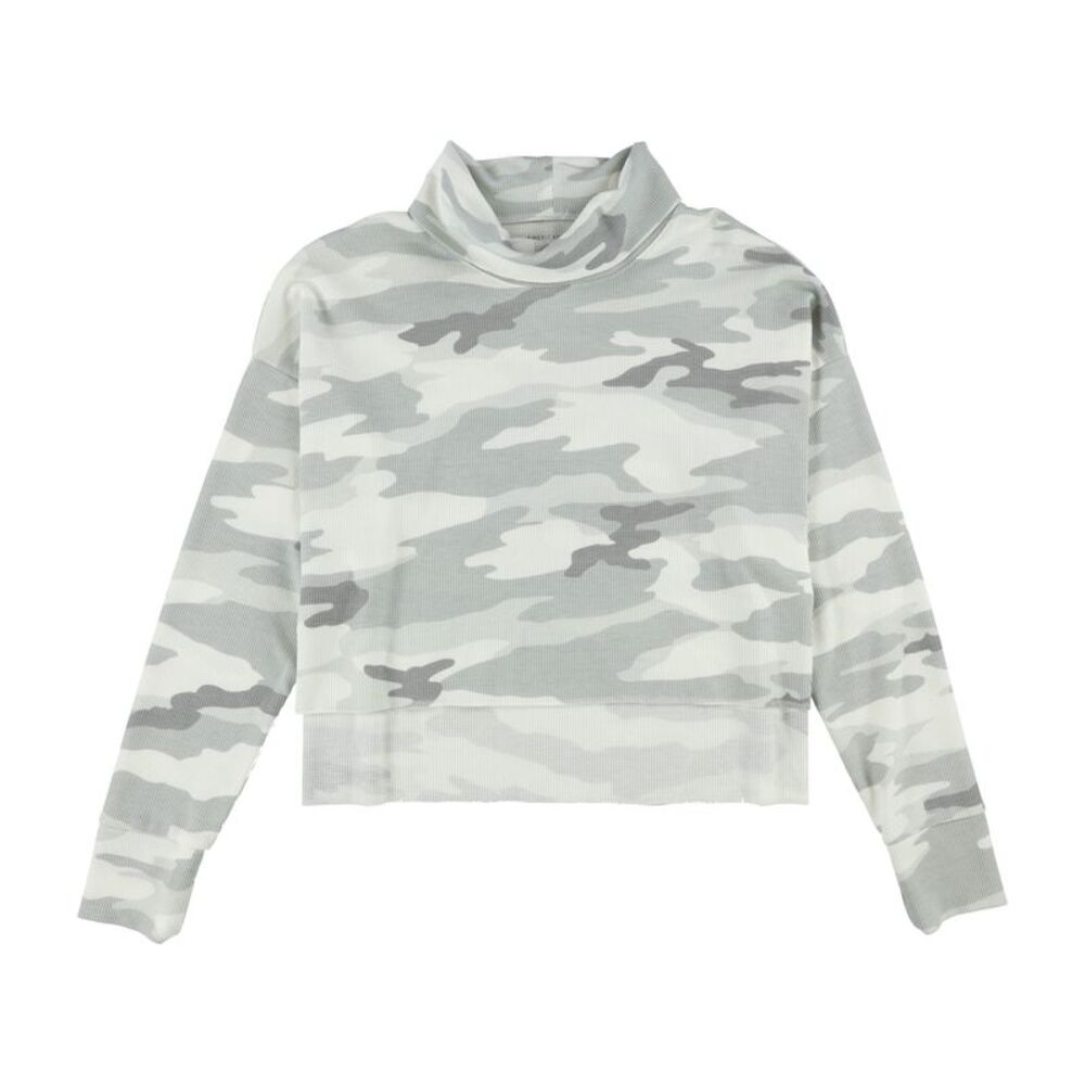American Eagle Womens Crop Turtleneck Thermal Sweater, Grey, S, DM